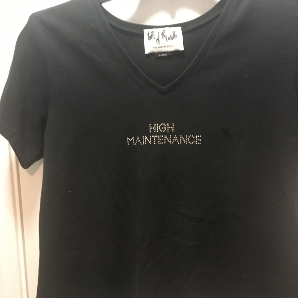 Rhinestone “High Maintenance”  T Cropped